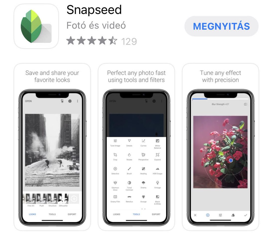 Snapseed mobil képszerkesztő program